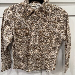 Montana Paisley Print Kids Button Down Shirt - Brown